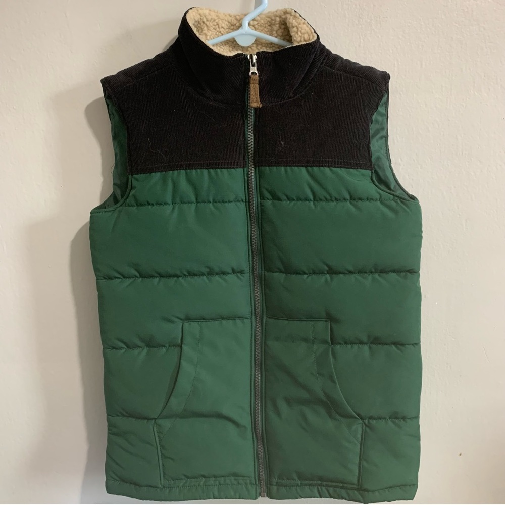 Carters bubble fleeced vest, sz 14 (fits like youth L), blue/green
